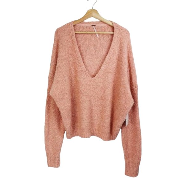 Free People Sweaters - Free People Women's Nude Peach Knit Dolman Sleeve V Neck Sweater Size M - NEW